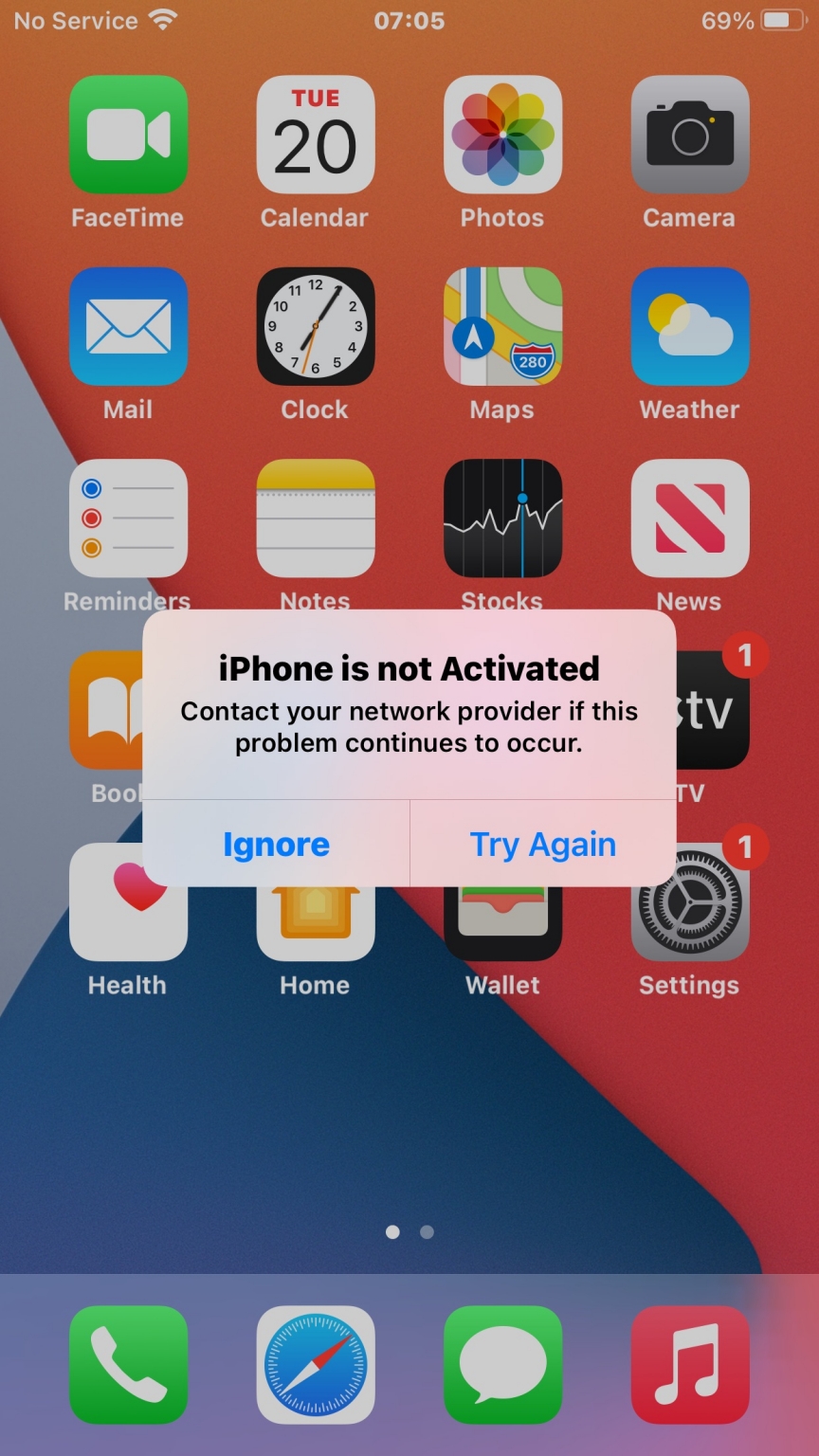 Apple iPhone is not activated, contact your network provider - UKgoodbye